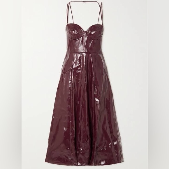 STAUD Dresses & Skirts - NWT Staud Abstract Dress - Plum Vegan Leather